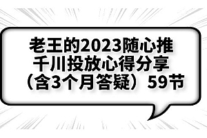 【副业项目6298期】老王的2023随心推+千川投放心得分享（含3个月答疑）59节